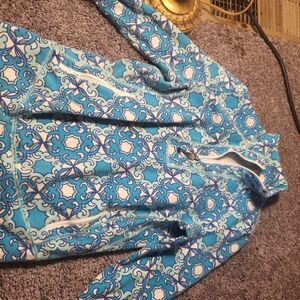Blue and White Patterned Hoodie